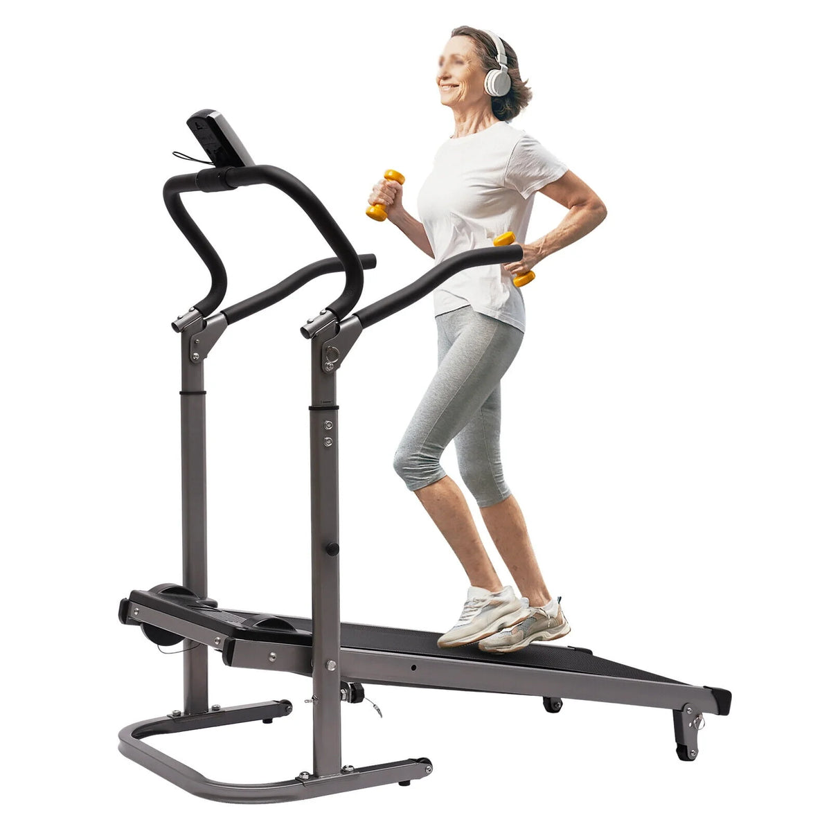 Folding Treadmill with Handrail Pink J9400