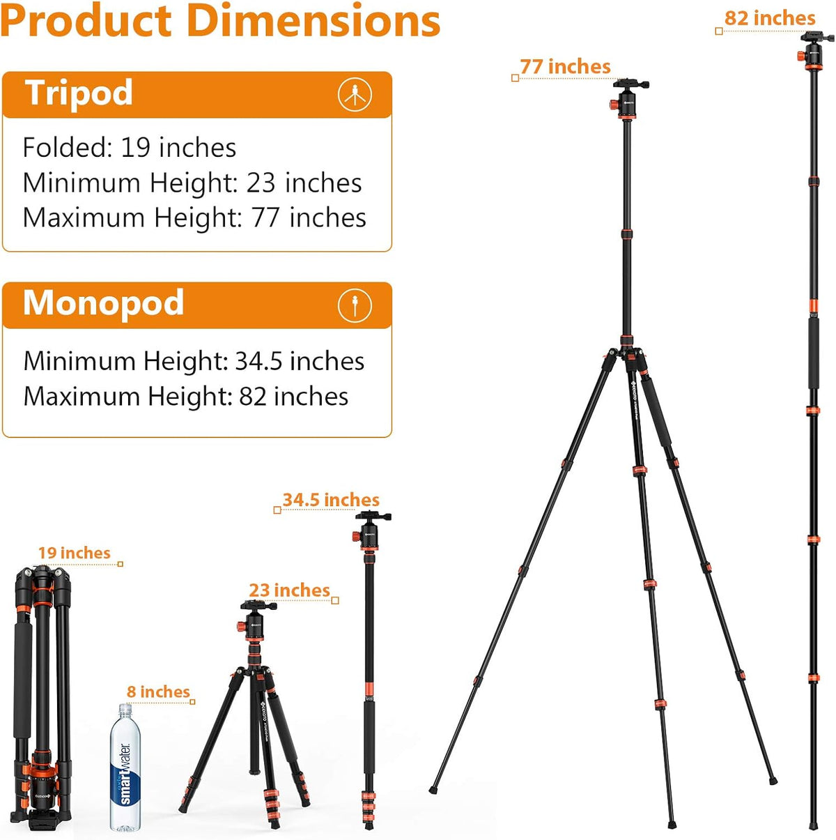 Compact Aluminum Camera Tripod with 360° Ball Head U7433