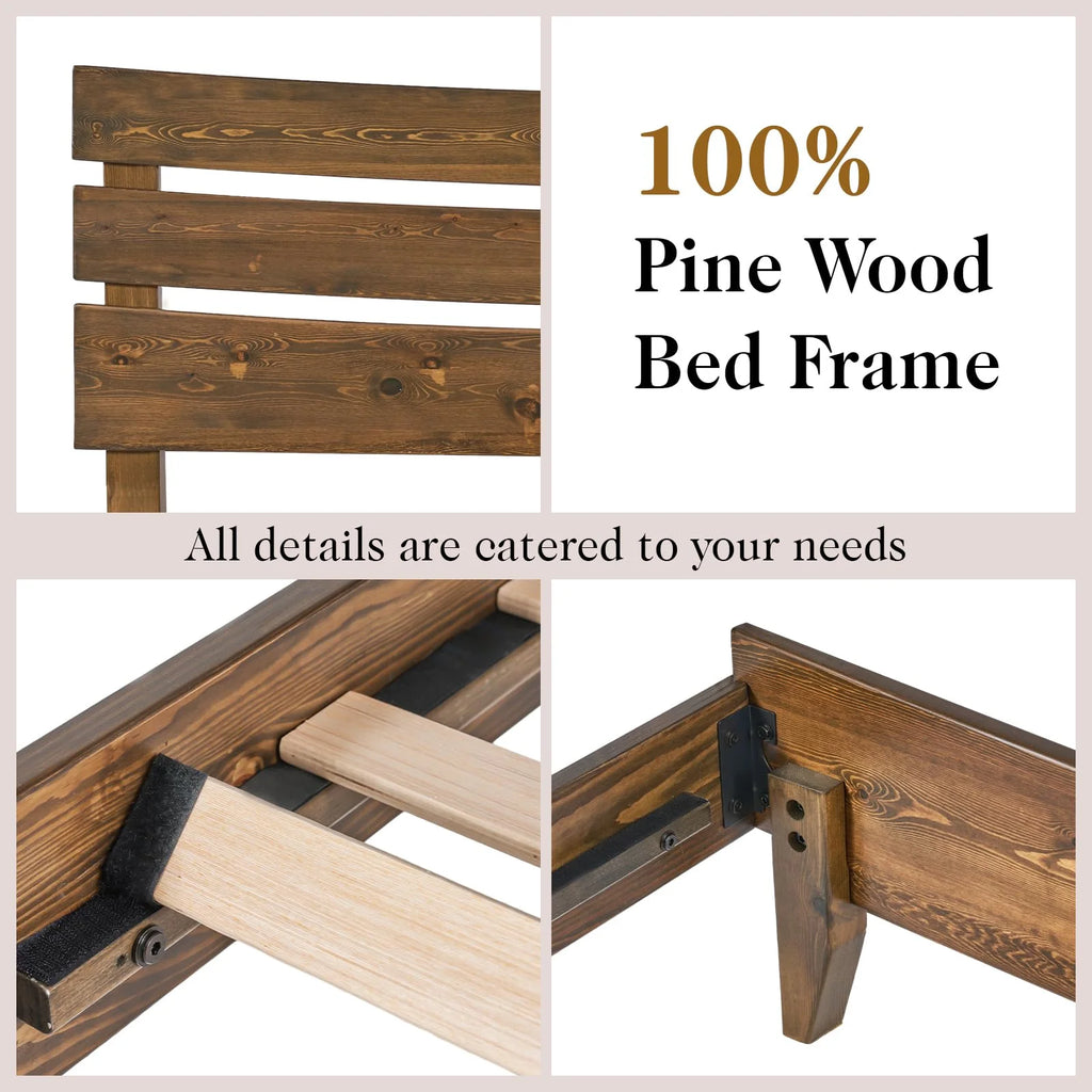 Solid Wood Bed Frame with Headboard King C31341