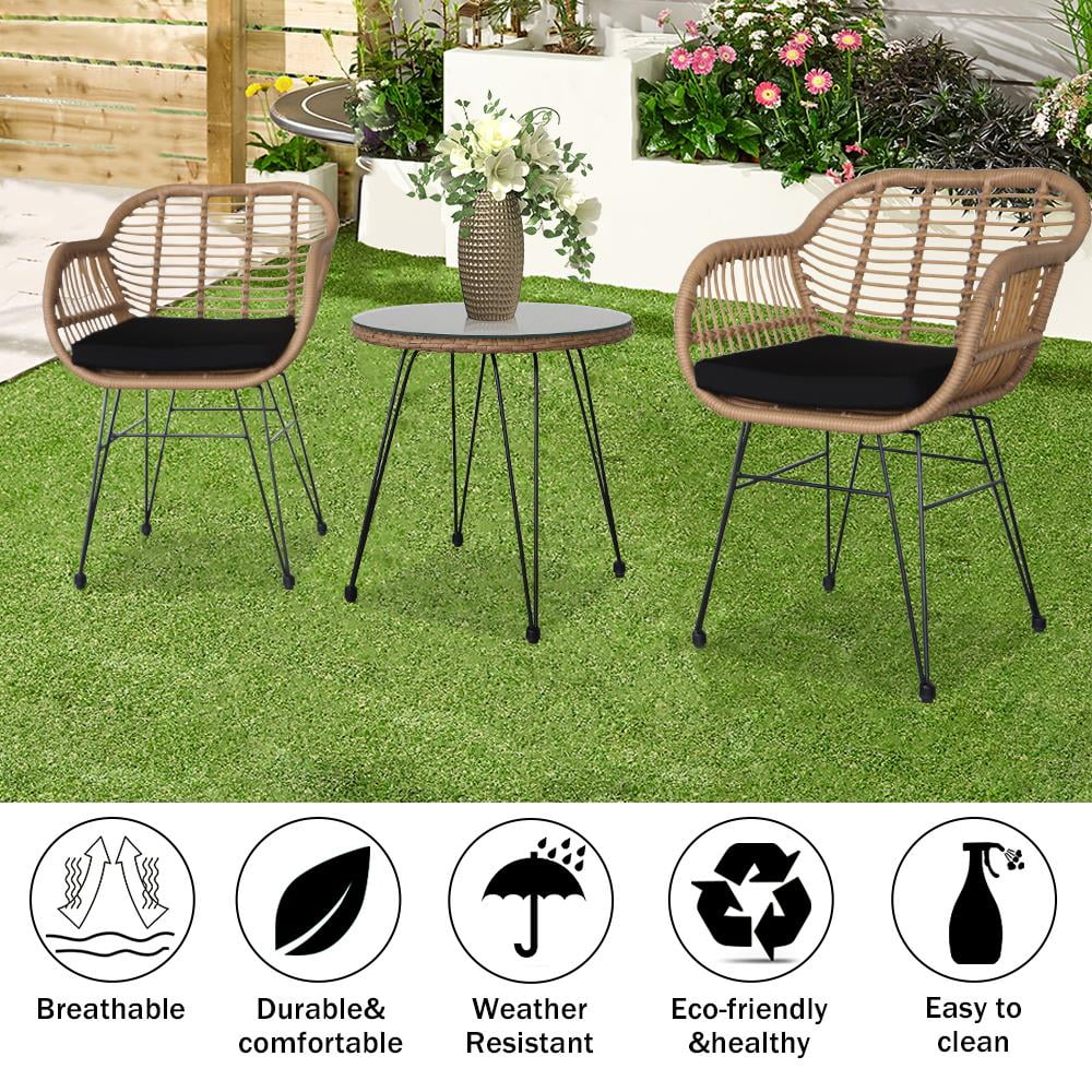 3-Piece Yellow Wicker Outdoor Furniture Set Z9826