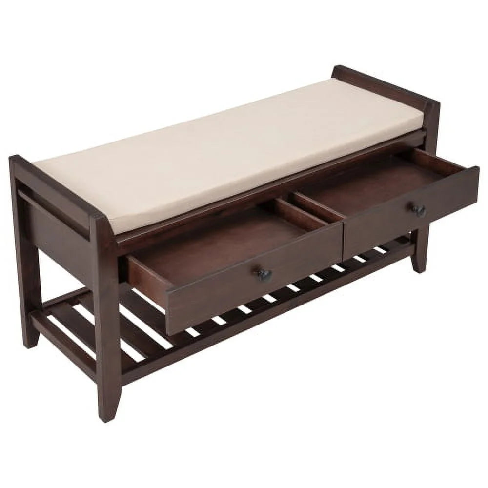 Cushioned Shoe Rack Bench with Drawers Q52500