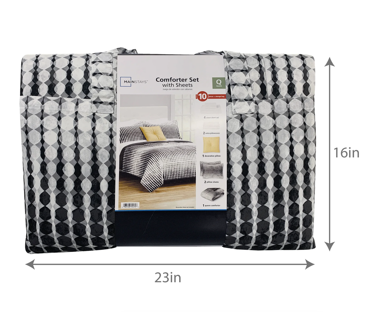 Rich Black Floral 10 Piece Queen Comforter Set with Sheets K263404