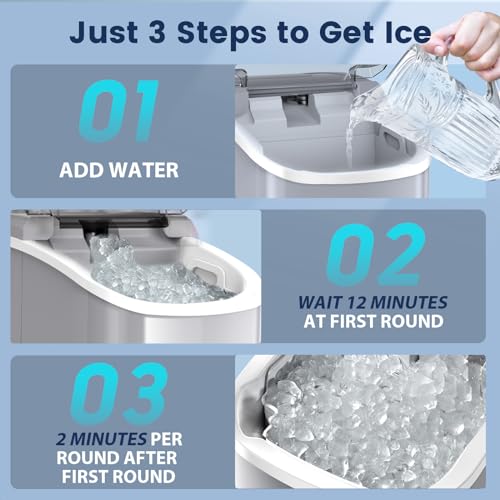 Countertop Ice Maker 6 Mins 26.5lbs/24Hrs with Self-Cleaning U121