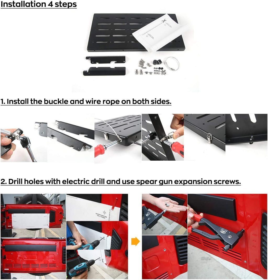 Black Foldable Tailgate Table Storage Shelf L531213