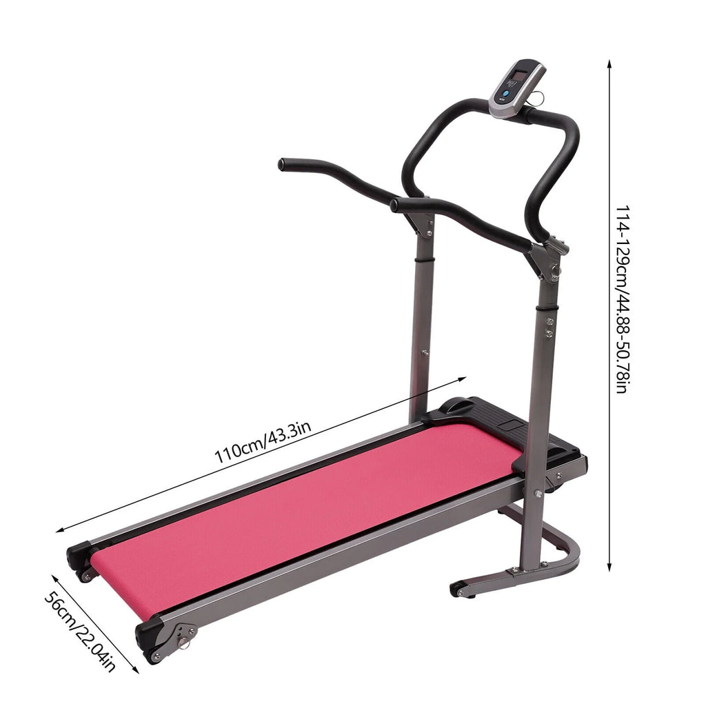 Folding Treadmill with Handrail Pink J9400