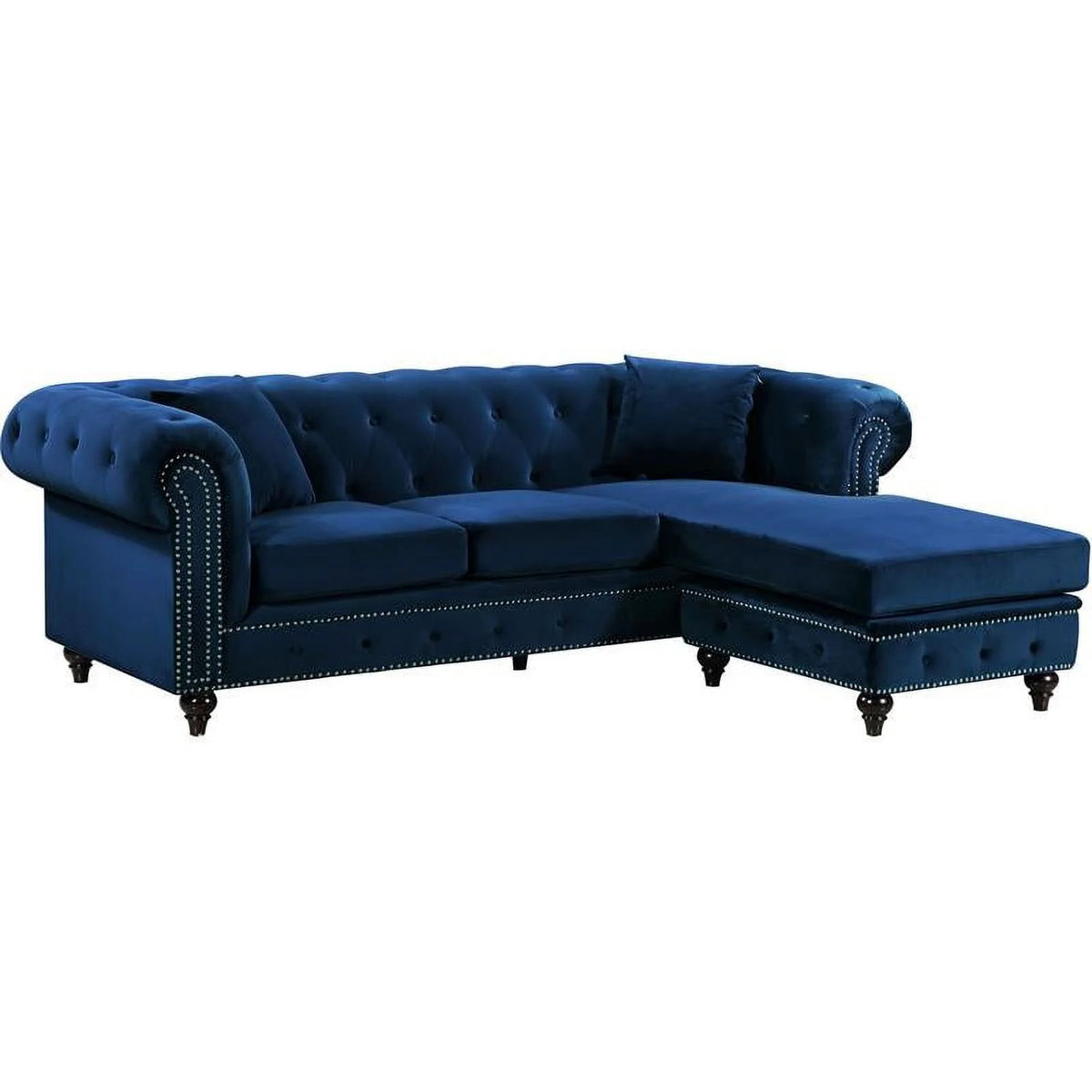 Navy Velvet Reversible Sectional O423291