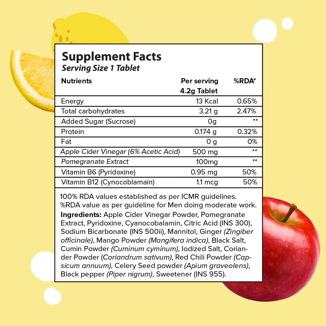 Apple Cider Vinegar Effervescent Tablet With Mother Vitamin B6 B12 Pack Of 4 I653