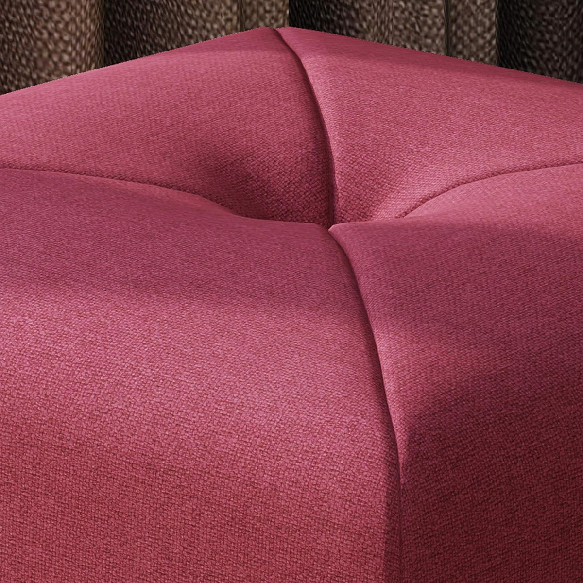 Deep Red Fabric Square Ottoman N48788