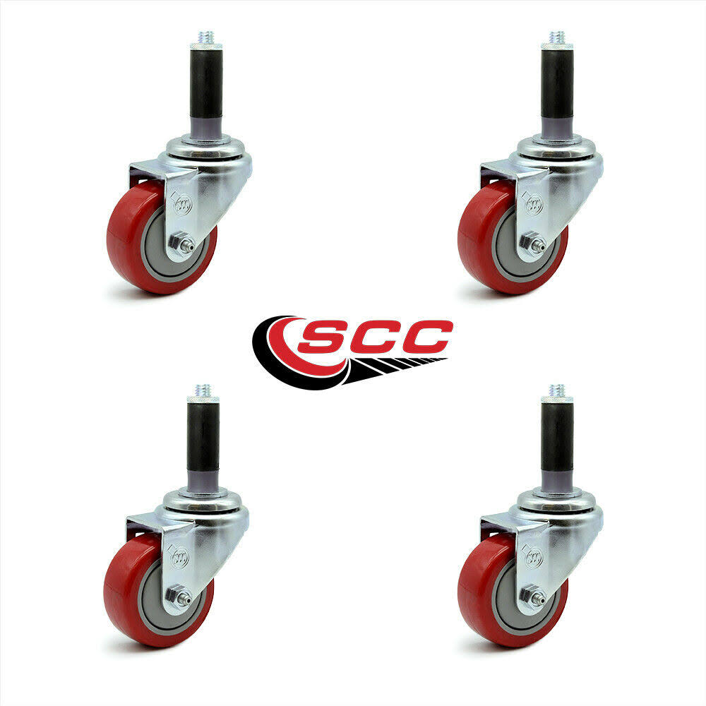 Red Polyurethane Swivel Caster Set of 4 Z540712