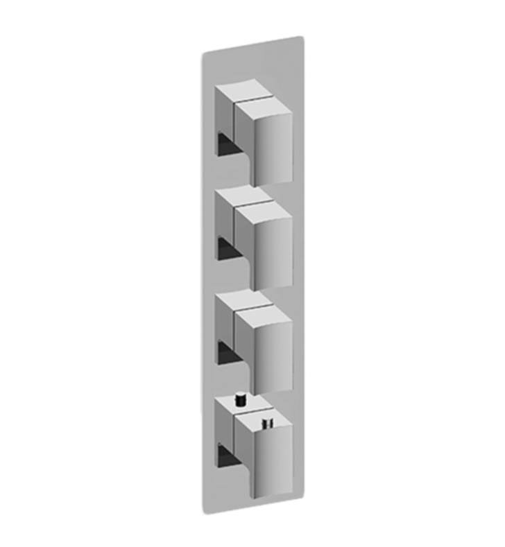 4x22 Four Hole Vertical Thermostatic Valve Square Trim Plate with Lever Handle in Polished Chrome K70127