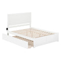 White Queen Size Wood Platform Bed with Trundle B445