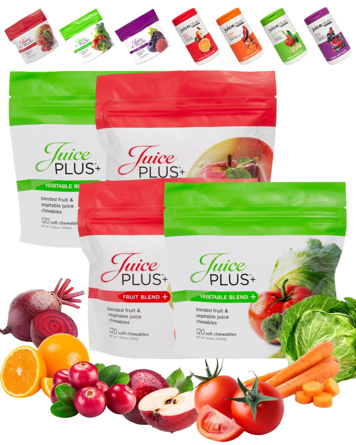 Green Orange Vegetables and Fruit Blend 120 Gummies 2 Pack E797