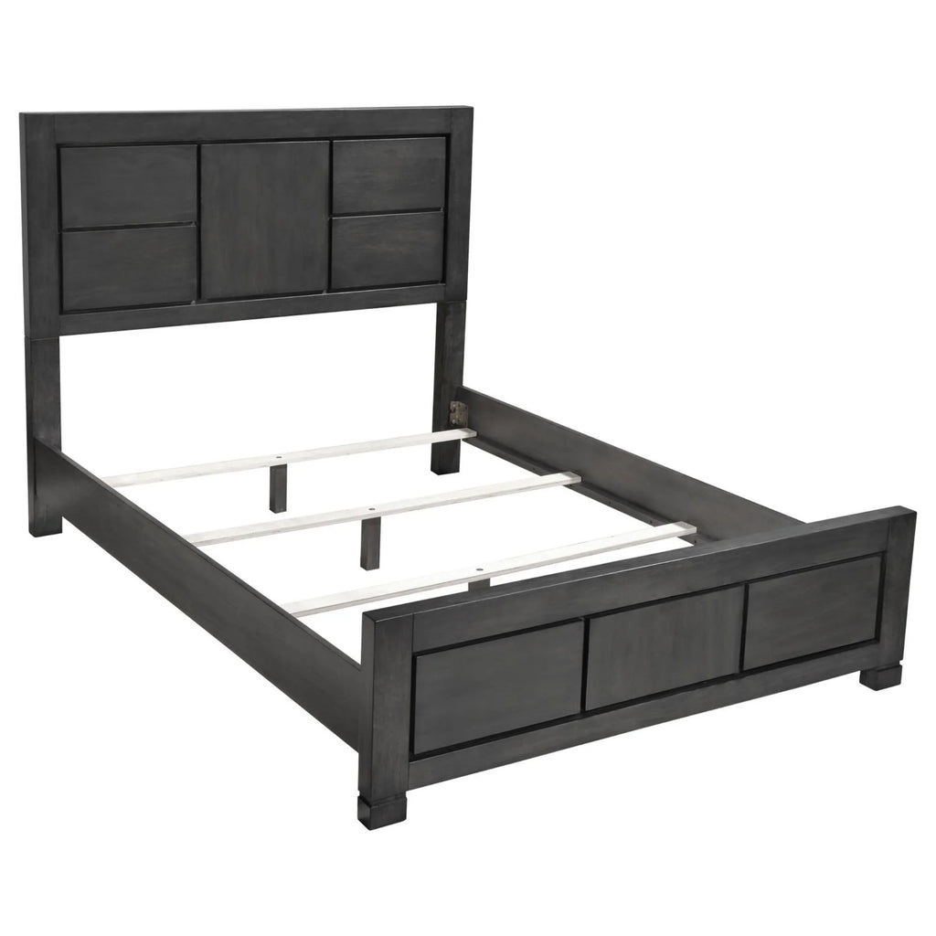Dark Grey Rectangular Panel Bed F196171