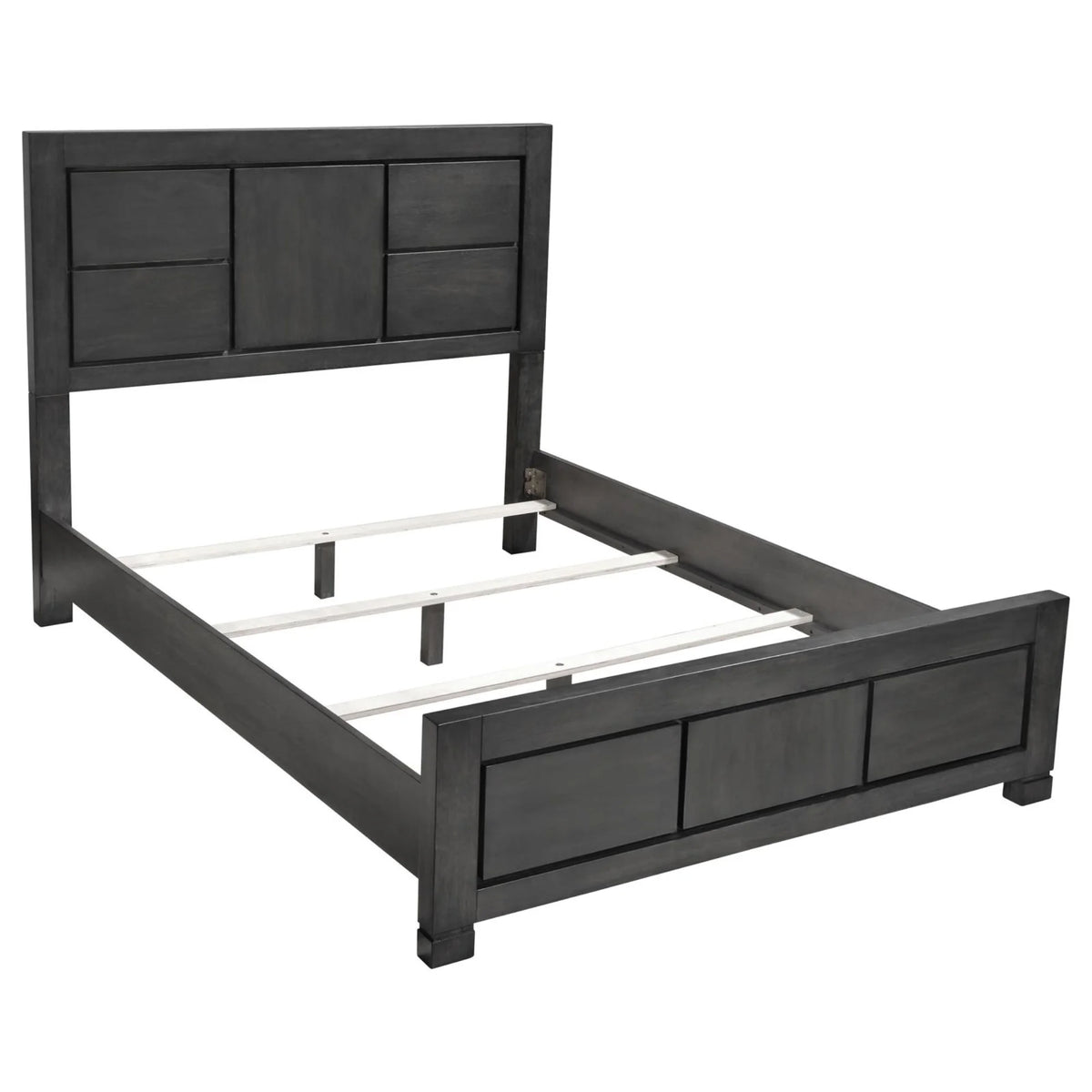 Dark Grey Rectangular Panel Bed F196171
