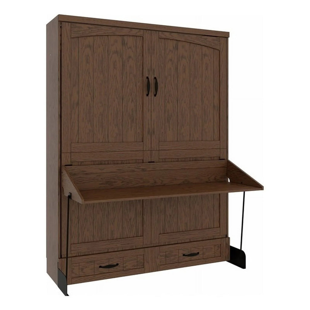 Solid Wood Queen Size Murphy Desk Bed in Brown X859