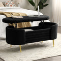 Black Sherpa Fabric Storage Bench V82058