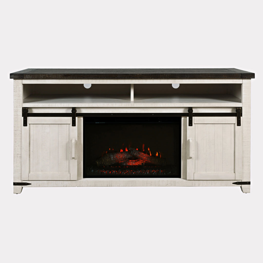 Solid Pine 64" TV Stand Console with Electric Fireplace E811