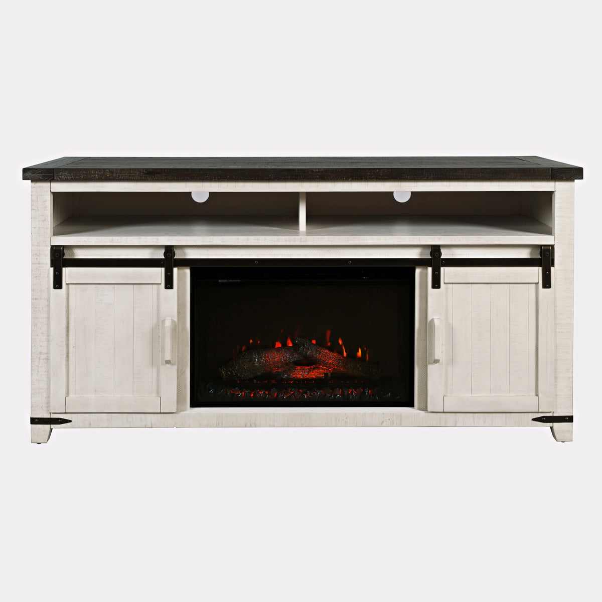Solid Pine 64" TV Stand Console with Electric Fireplace E811