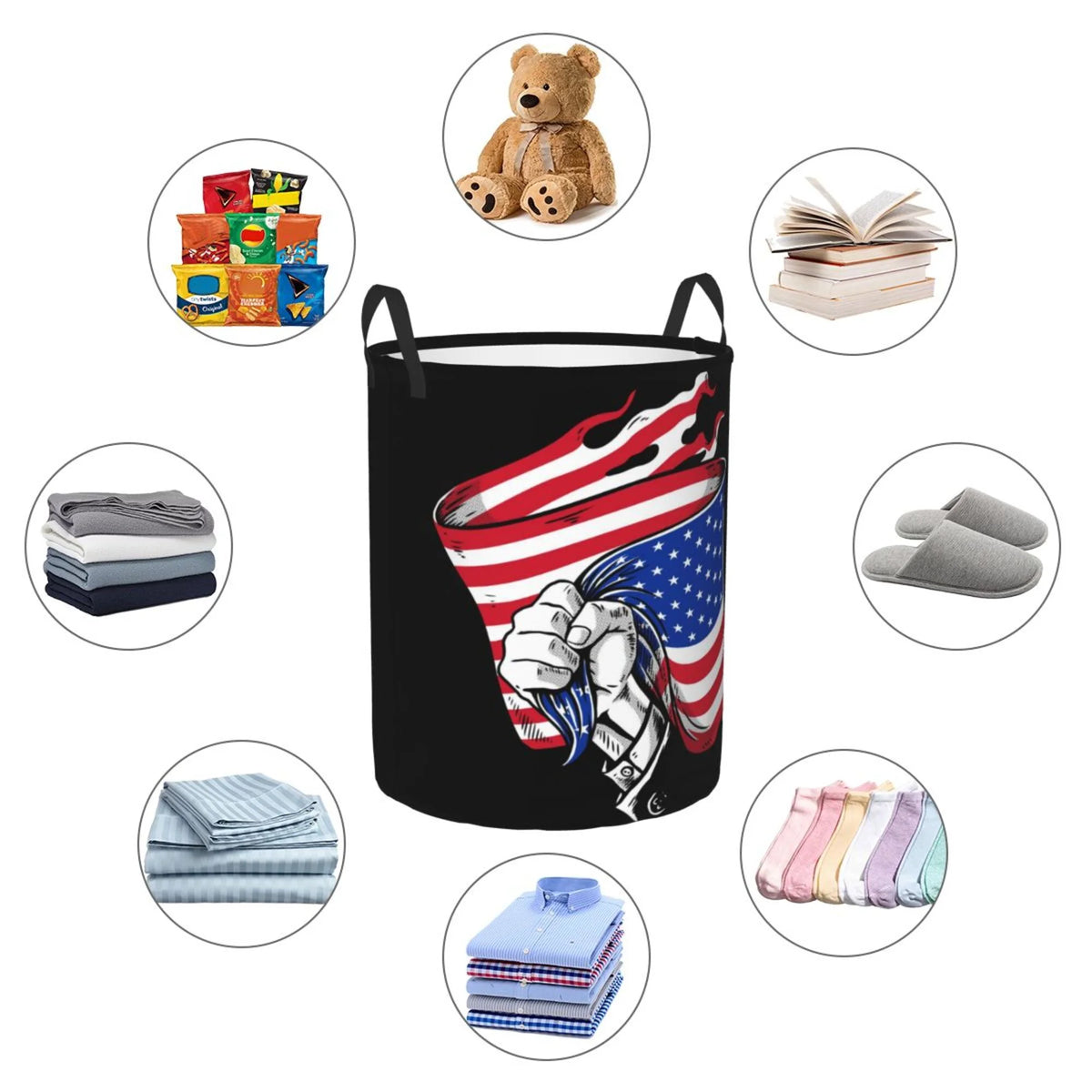Round Waterproof Collapsible Laundry Basket G590638