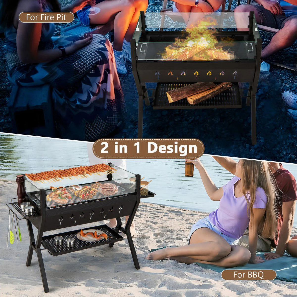 3-in-1 Charcoal BBQ Grill F15165