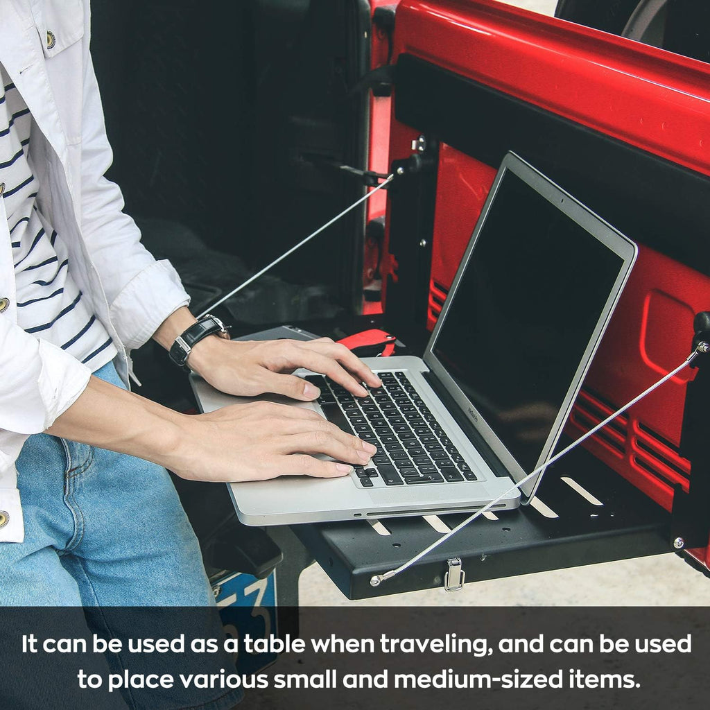 Black Foldable Tailgate Table Storage Shelf L531213