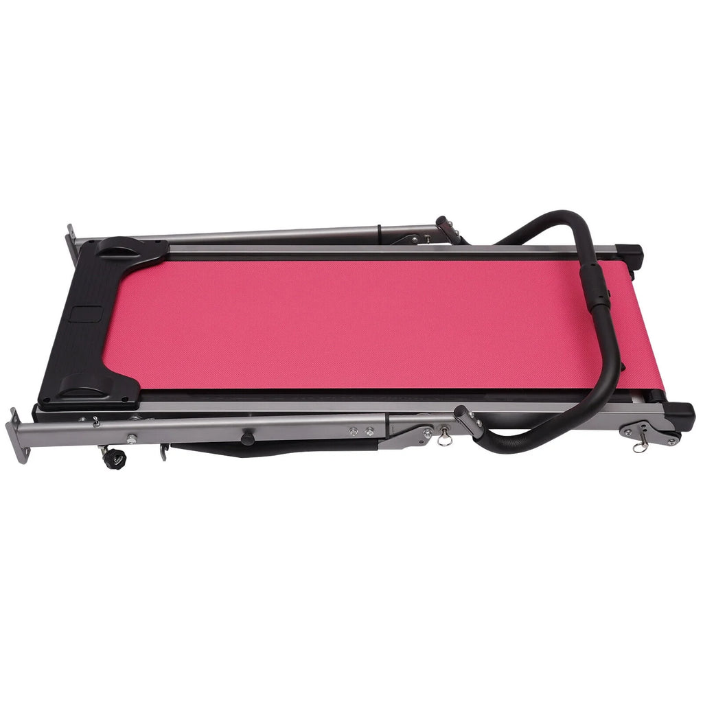 Folding Treadmill with Handrail Pink J9400