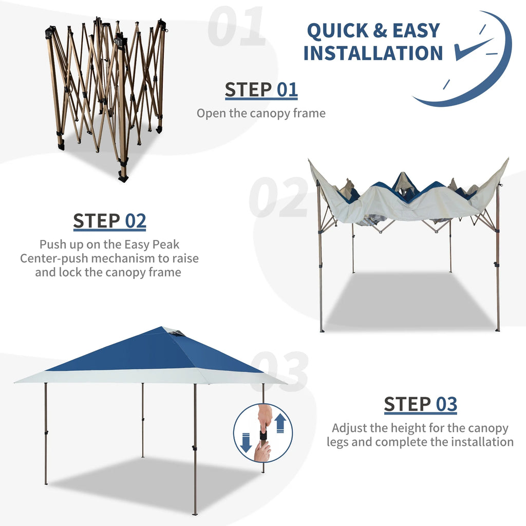 13'x13' Pop-up Canopy with Auto Extending Eaves J2406