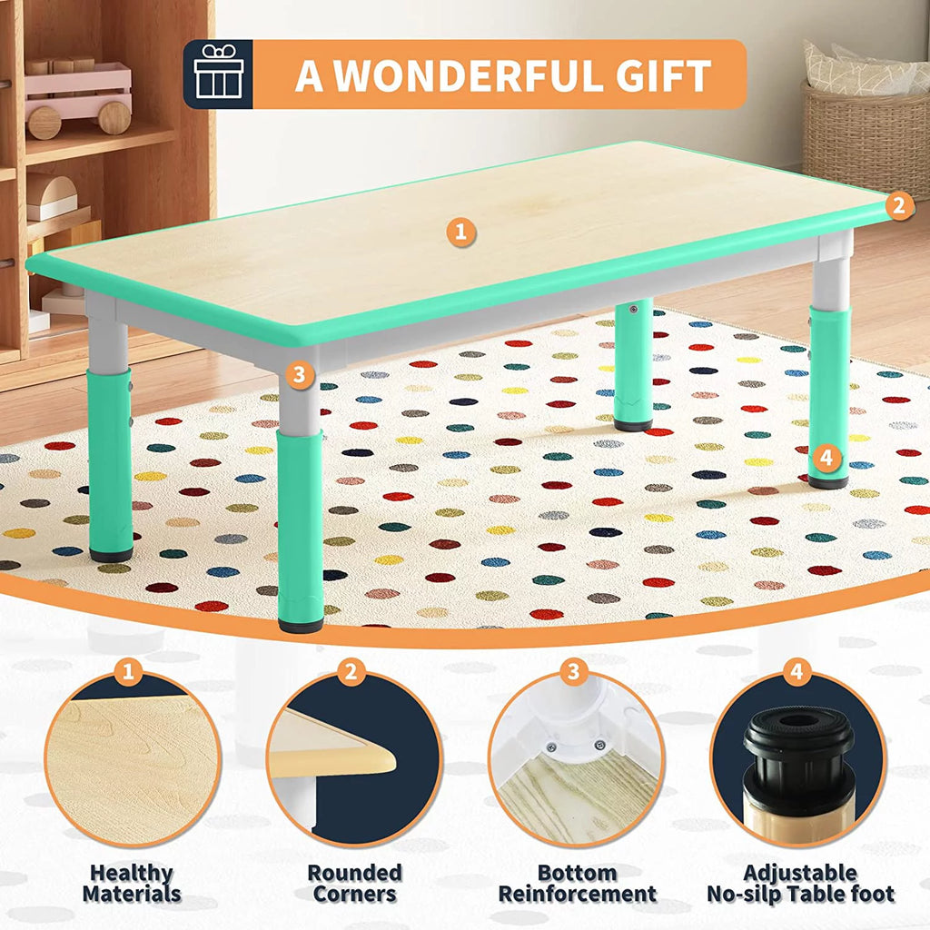 Kids Height Adjustable Table and Chairs Set E849379