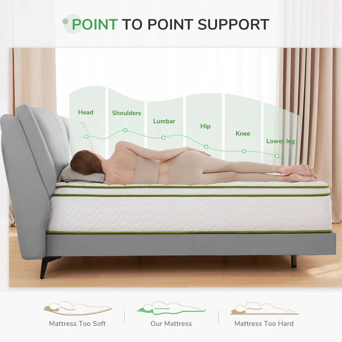 10'' Cooling Gel Memory Foam Pocket Spring Hybrid Mattress California King Size P717297