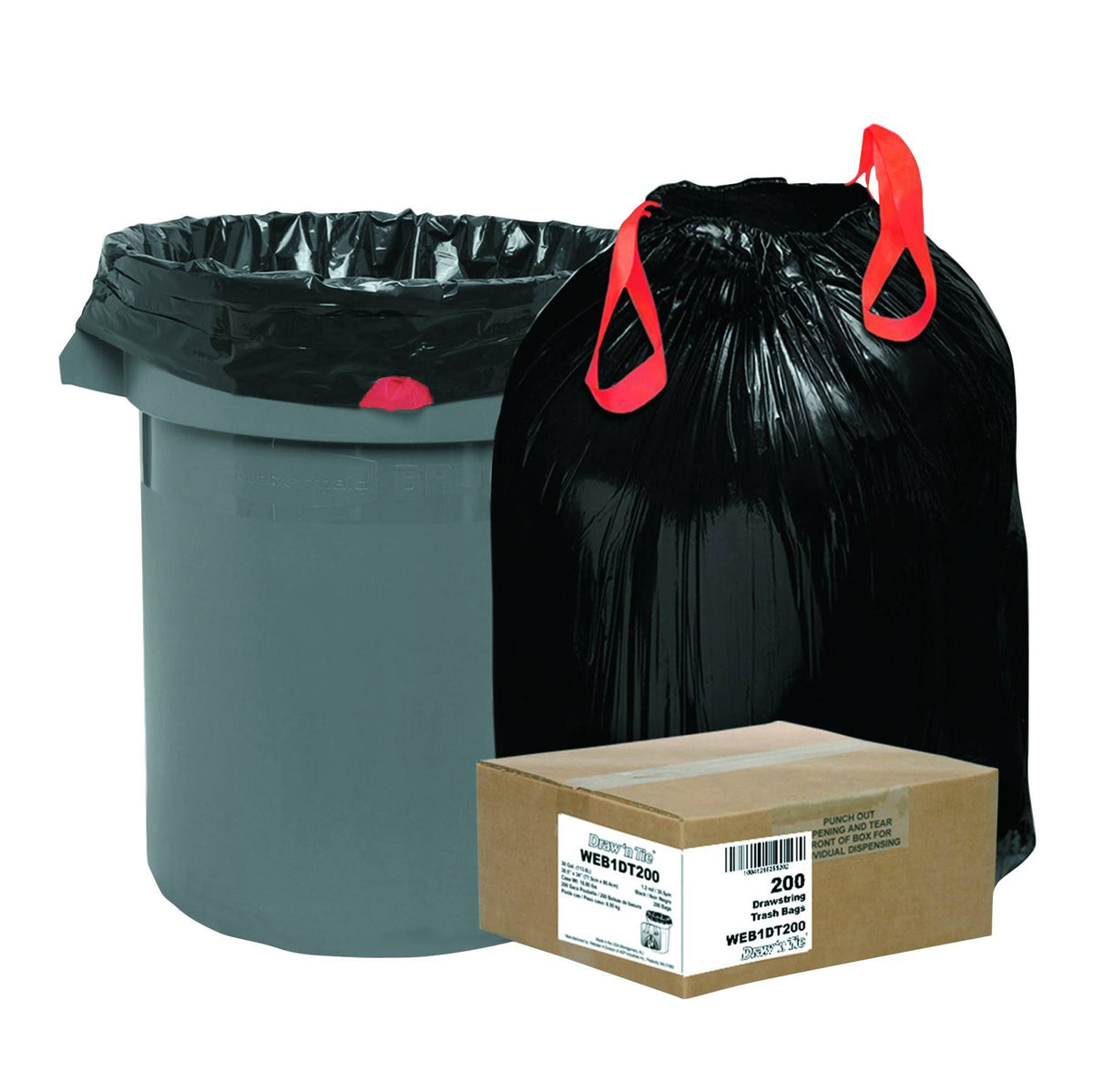 Black 30 gal. Draw & Tie Trash Bags K61064