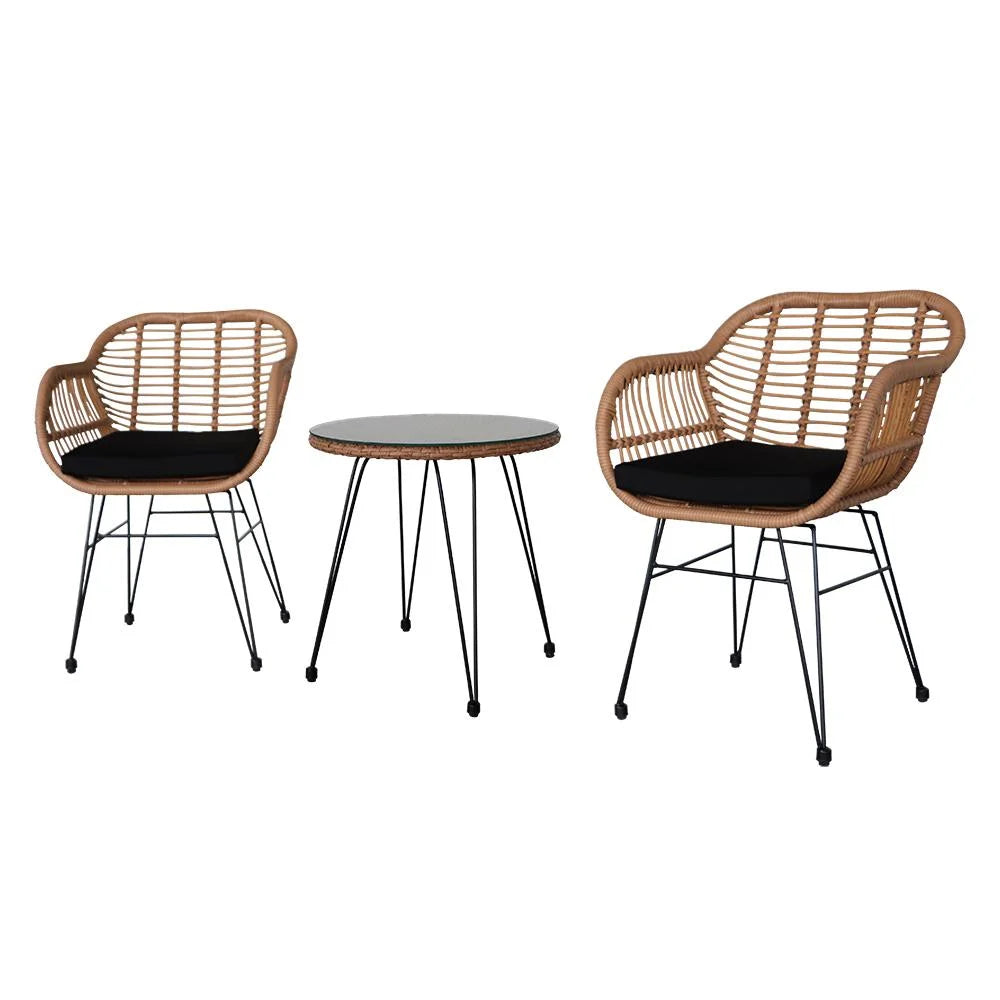 3-Piece Yellow Wicker Outdoor Furniture Set Z9826