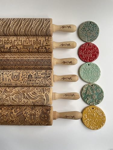 Wooden Embossing Rolling Pin Q91089