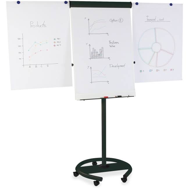 Mobile Magnetic Dry Erase Easel 27 x 41 in. Black Frame L10775