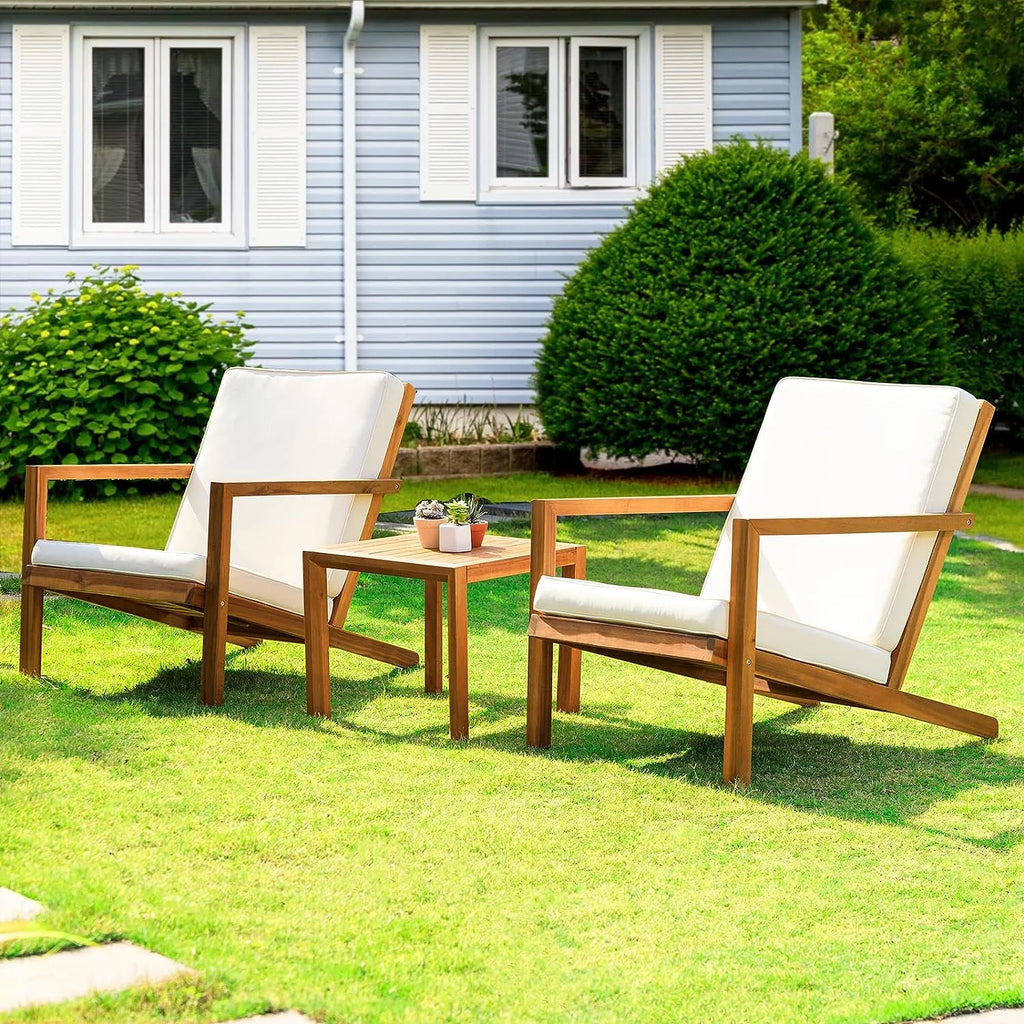 Outdoor Club Chairs Set of 2 with Wooden Side Table D3782
