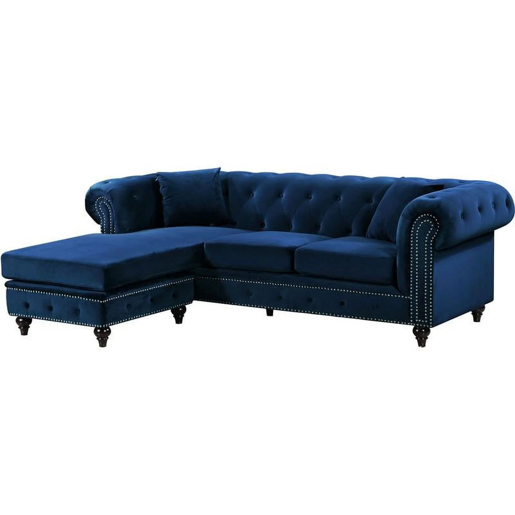 Navy Velvet Reversible Sectional O423291