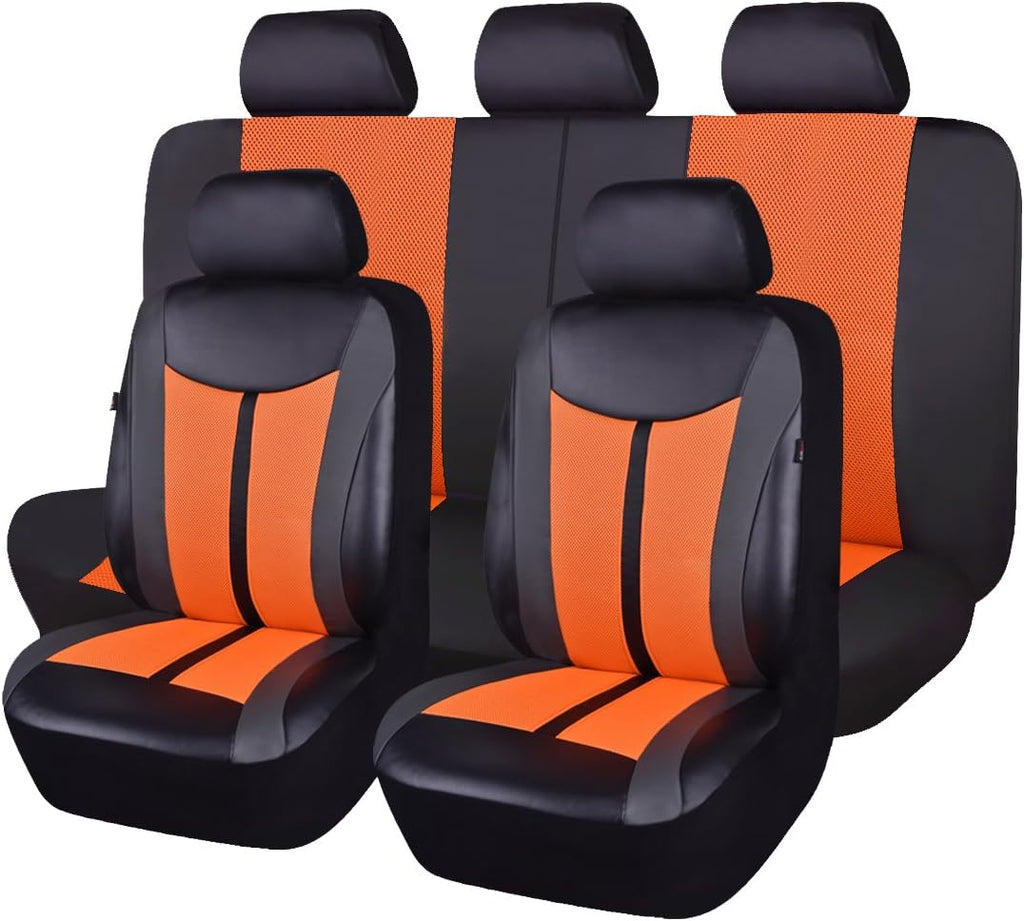 Black Purple Leather Car Seat Covers Full Set B402