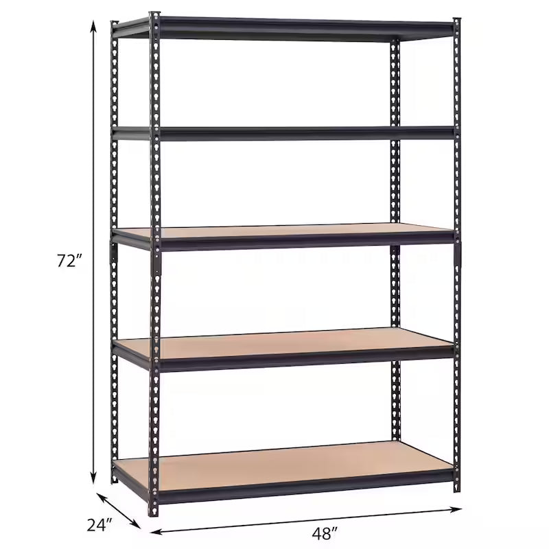 5-Tier Heavy Duty Steel Garage Storage Shelving Unit in Black J6920