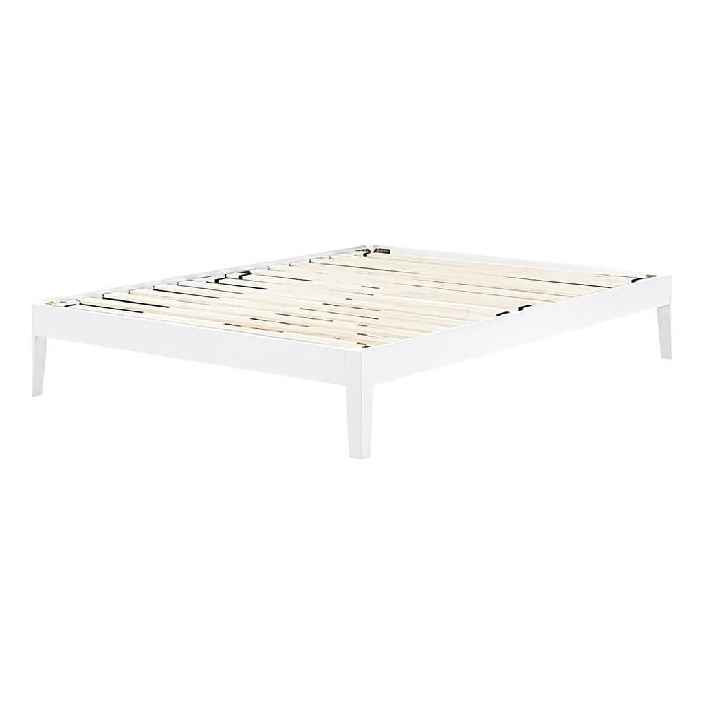 White Wood Queen Size Platform Bed M4748