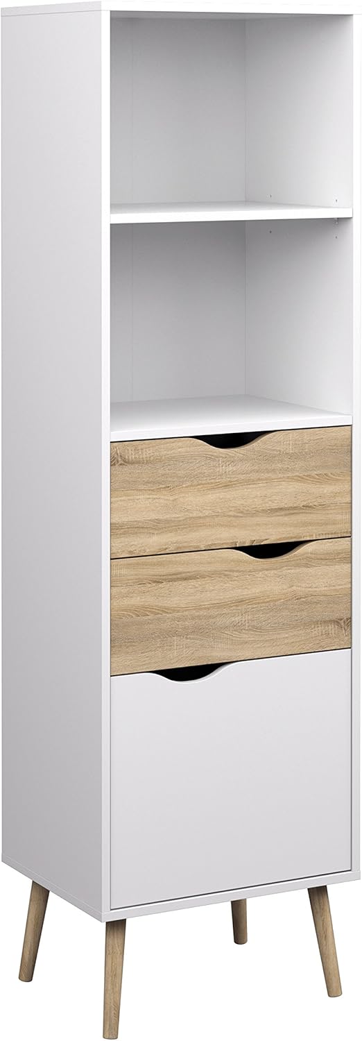White Oak 2 Drawer 1 Door Bookcase C53941