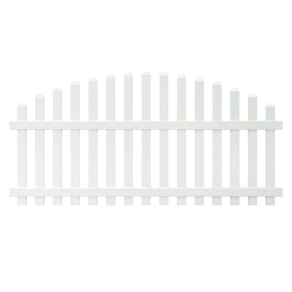 White Vinyl Arched Top Spaced Picket Fence Panel D93126
