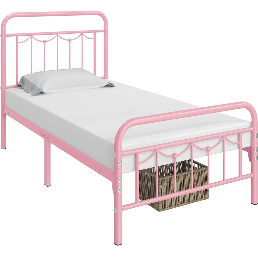 Queen Size Matte Black Metal Platform Bed Frame with Headboard and Footboard F201