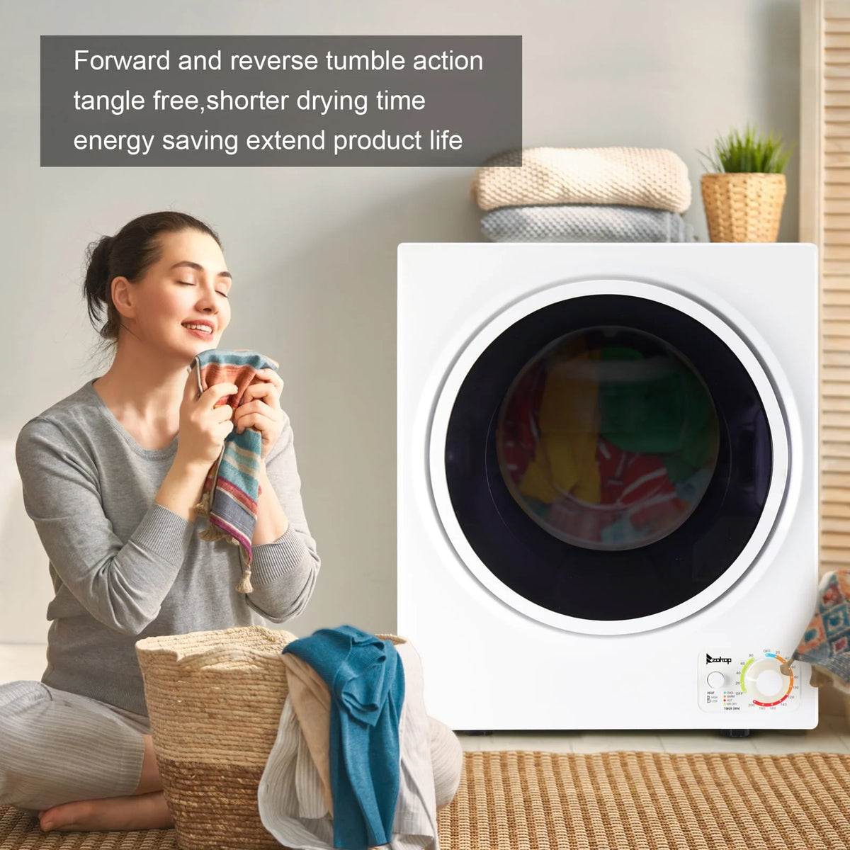 850W 1.6cu ft Front Load Electric Clothes Dryer with Stainless Steel Tub G691