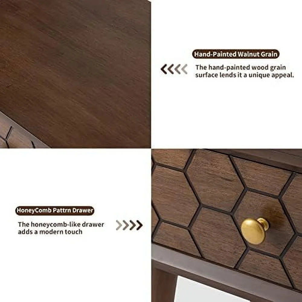Rose Wood Brown End Table with Drawer E5925