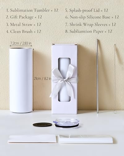 8 Pack 20 OZ Stainless Steel Insulated Sublimation Tumbler N40228