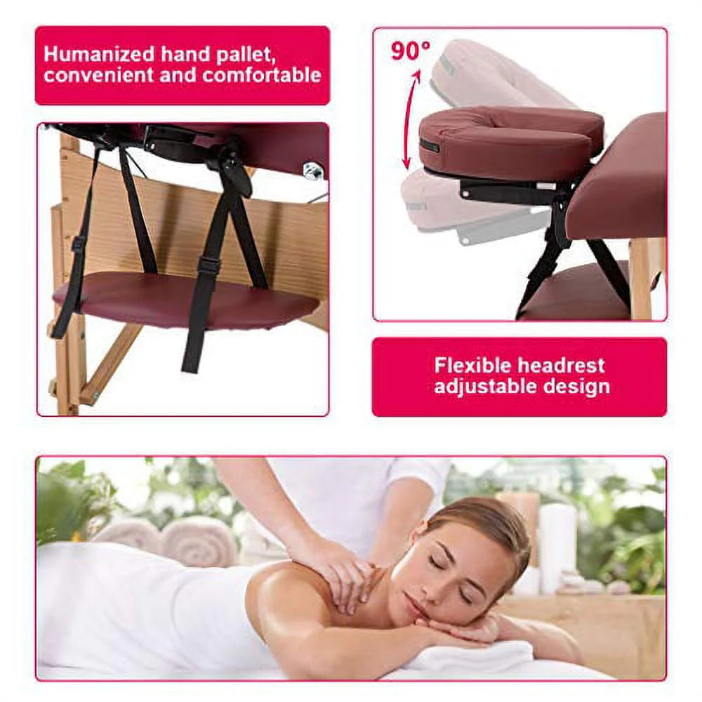 Adjustable Folding Portable Massage Table with Carry Case, Black X6459