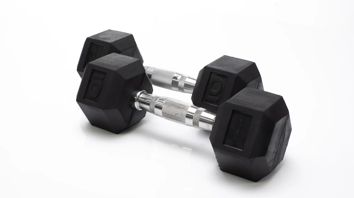 10lb Black Rubber Hex Dumbbell Pair M78540
