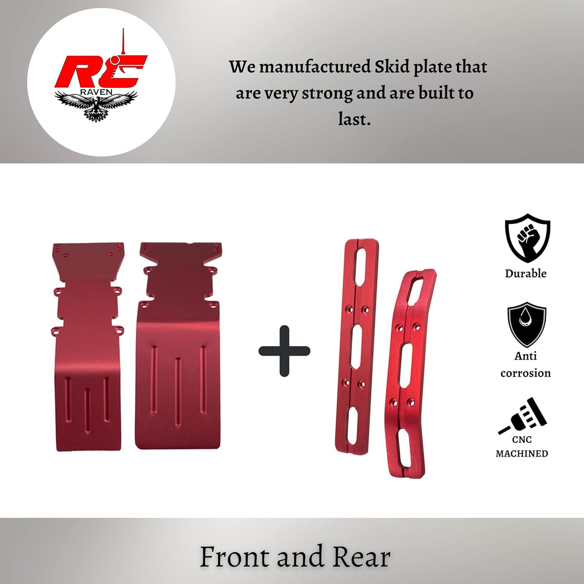 Red Anodized Aluminum Front and Rear Skid Plate C85701