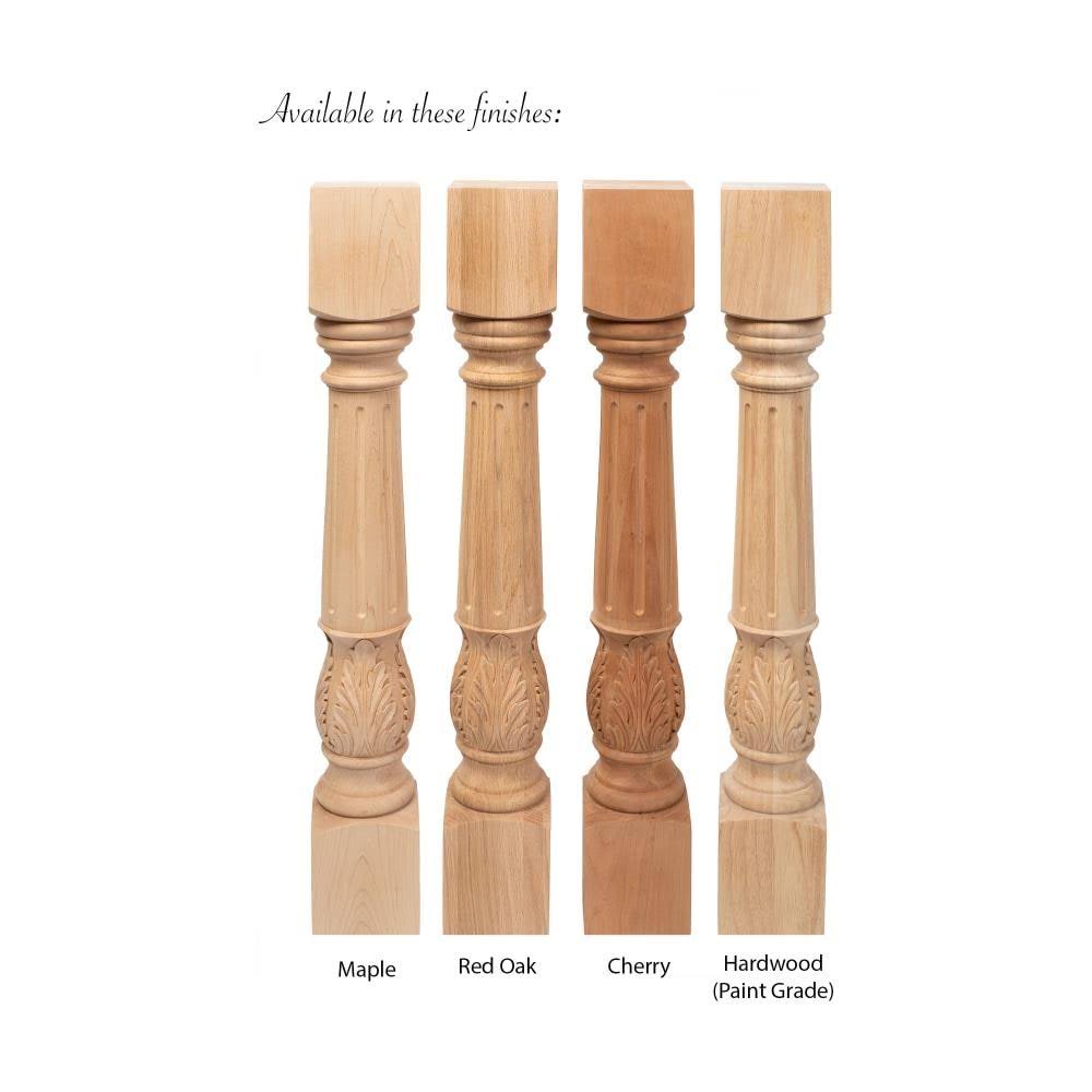 Unfinished Solid Hardwood Acanthus Leaf Kitchen Island Leg T850
