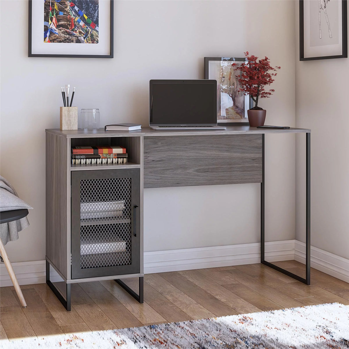 Gray Oak Computer Desk Z6886