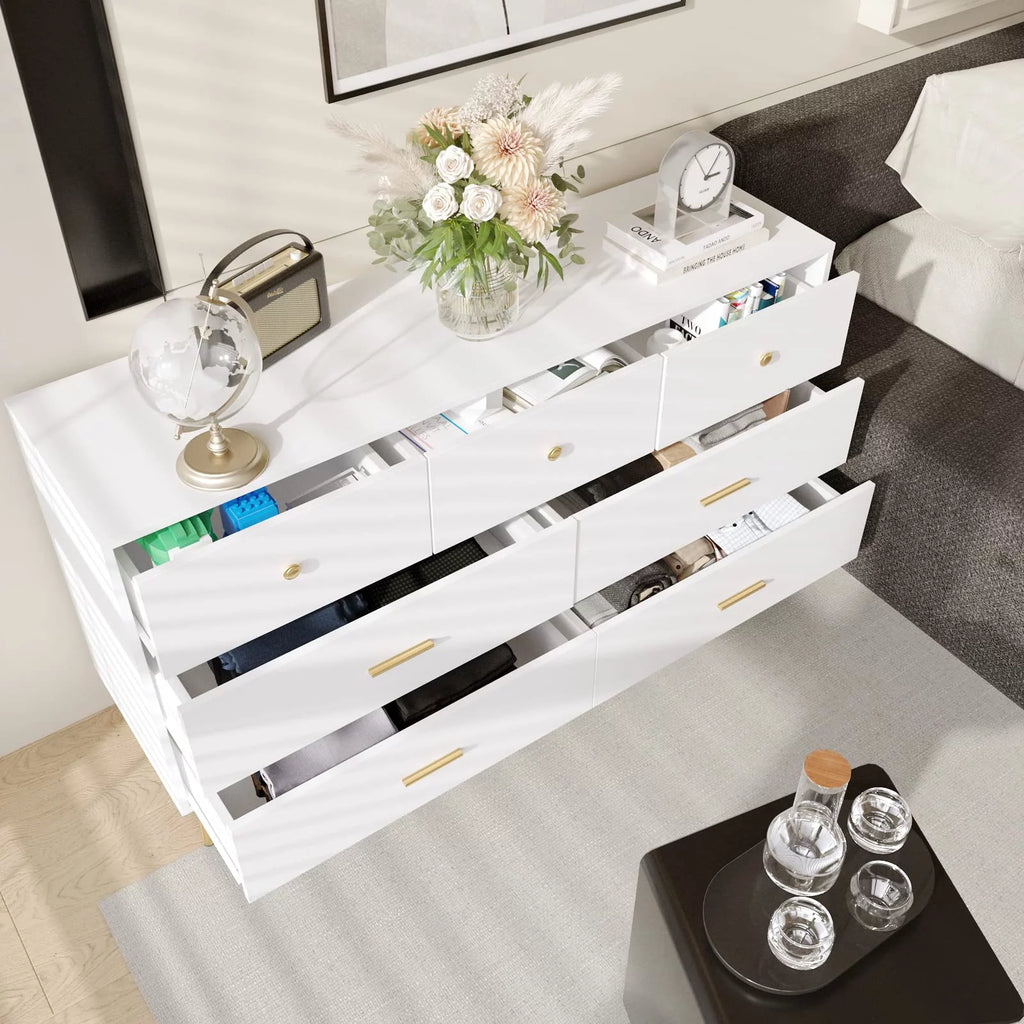 White 7 Drawer Wood Dresser Y517541